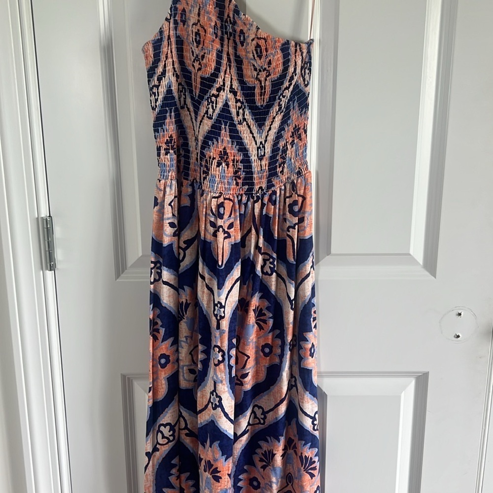 MOON RIVER Women's One Shoulder Smocked Shirred Dress Size Medium - Picture 4 of 10